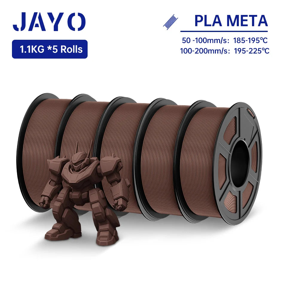 JAYO PLA Meta Filament 5 Rolls 1.75MM PLA 3D Printer Filament Neatly Wound Toughness 1.1KG 3D Printing Materials For FDM
