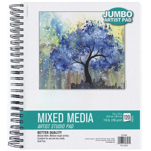 - 9x12" Bee Inspired Mixed Media Spiral bound Artist Pad, 120 Sheets 114lb 185 gsm