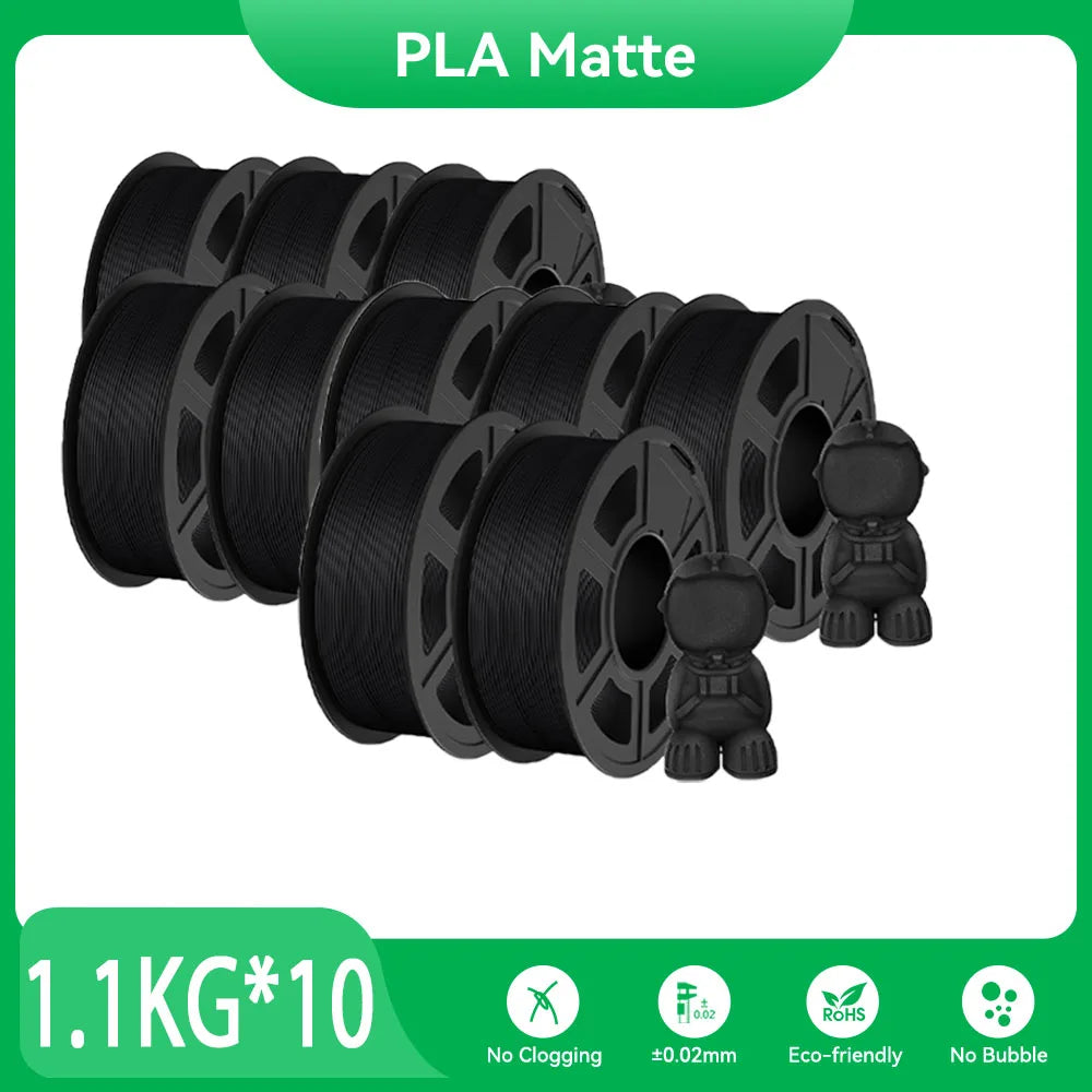 JAYO PLA Matte 3D Printer Filament 1.75mm+/-0.02mm 5/10Rolls 100% No Bubble Non-toxic3D Printing Materials for 3D Printer& Pen