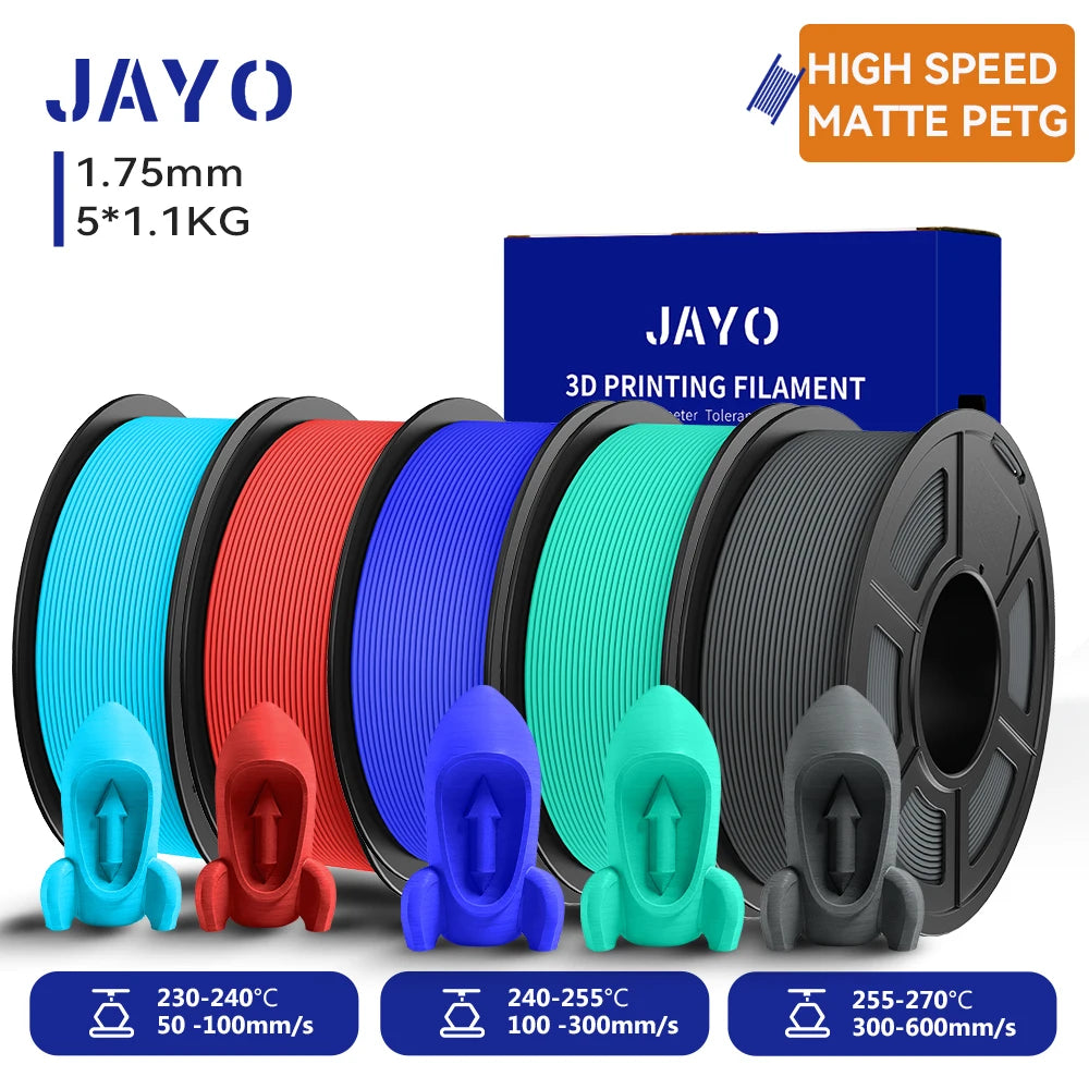 JAYO 5.5KG 3D PETG / High Speed Matte PETG / PLA Classic Printer Filament 1.75mm 3D Printer Filament Neatly Wound PETG for 3D