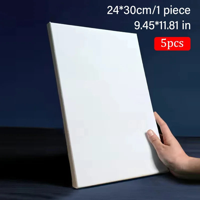 5pcs White Blank Square Artist Canvas Wooden Board Frame Cotton Artist Canvas Boards for Oil Painting Acrylic Watercolor