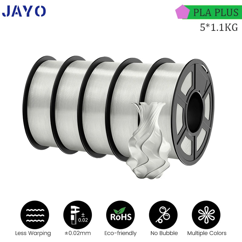 JAYO pla plus Filament 5KG 3D printer filament PLA+ 1.75MM 5Rolls multiple colors optional Neatly Wound for 3D Printer