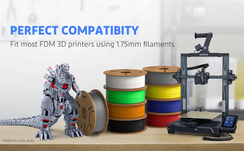 ELEGOO 10kg 1.75mm PLA Filament Set 10kg Black 3D Printing Materials Dimensional Accuracy +/- 0.02 mm Fits Most FDM 3D Printer