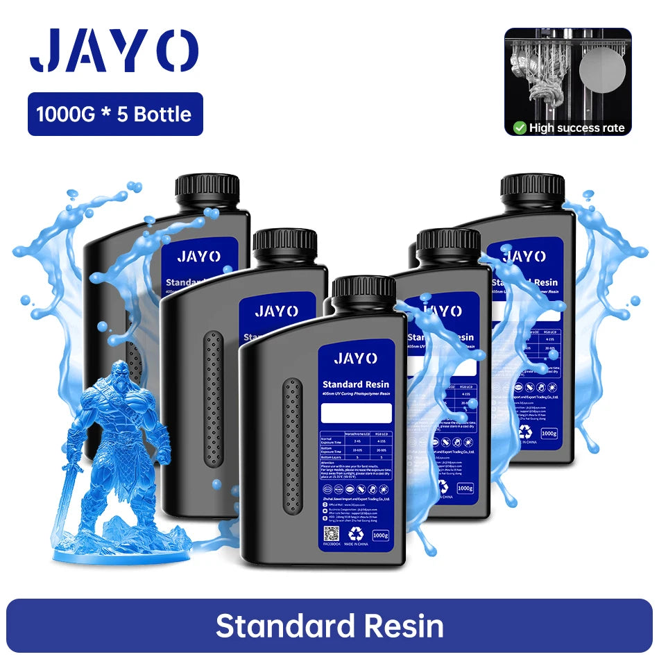 JAYO 3D Printer Resin Standard PLUS/14K Standard /Standard 395-405nm UV Curing Photopolymer Rapid Resin for LCD/DLP 3D Printer