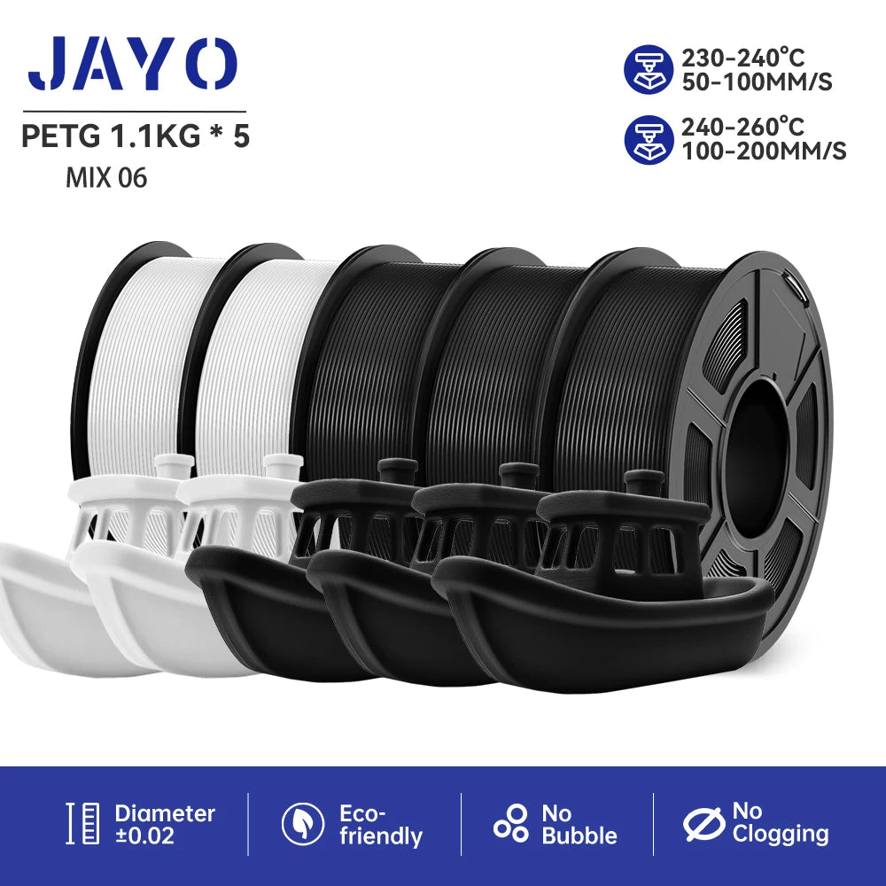 JAYO PETG 3D Printer Filament petg jayo filament  no bubbles no drawing smooth multiple colors 3d printer accessories 1.1kg/roll