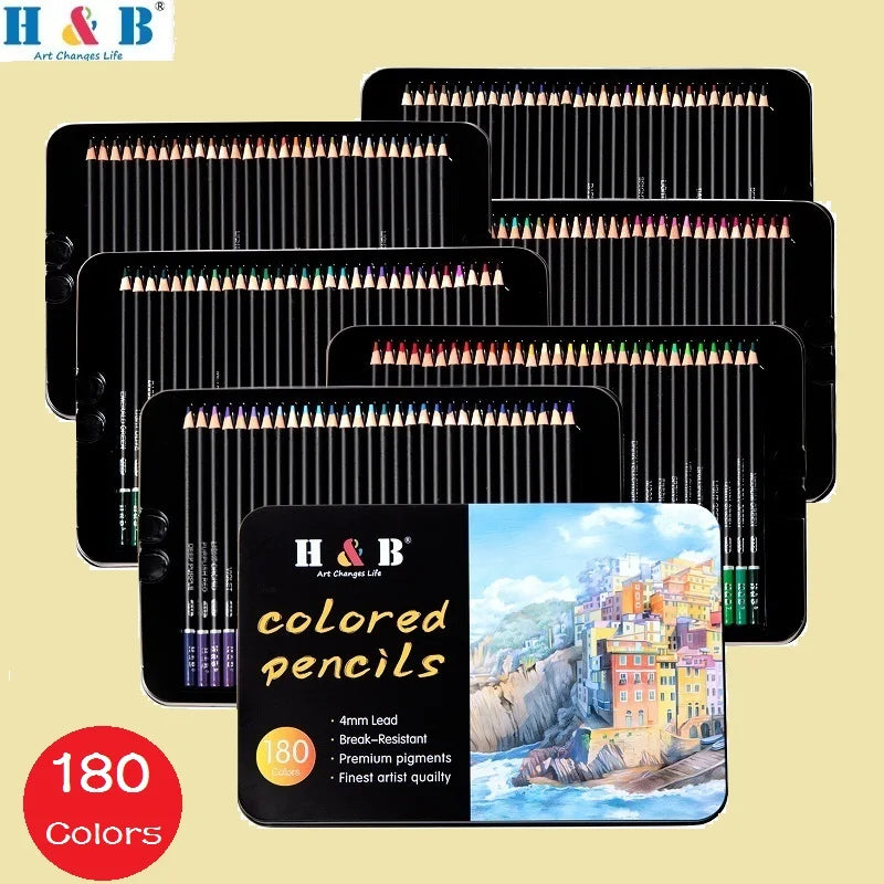 H&B 180/120/72 Oil Colores Pencil Set Lapics Art School Supplies Colors Based Paintbrush Professional Coloring