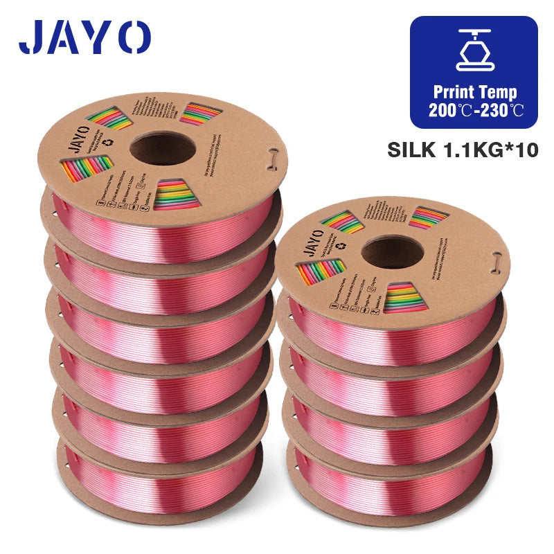 JAYO 3D Printer part PETG/PLA Meta/PLA/SILK/PLA PLUS/TPU Filament 1.75mm for 10Rolls FDM 100% No Bubbel craft part DIY Materials