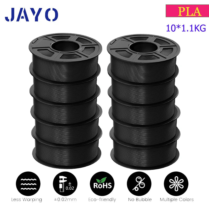 JAYO 3D Printer part PETG/PLA Meta/PLA/SILK/PLA PLUS/TPU Filament 1.75mm for 10Rolls FDM 100% No Bubbel craft part DIY Materials