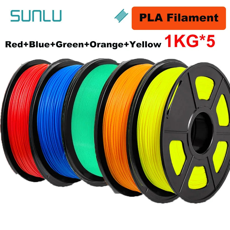 SUNLU 5KG 3D Filament PLA/PLA PLUS/PETG/ABS Filamnet 1.75mm 5Roll 1KG Neatly Wound 3D Printer Filament for 3D Printer