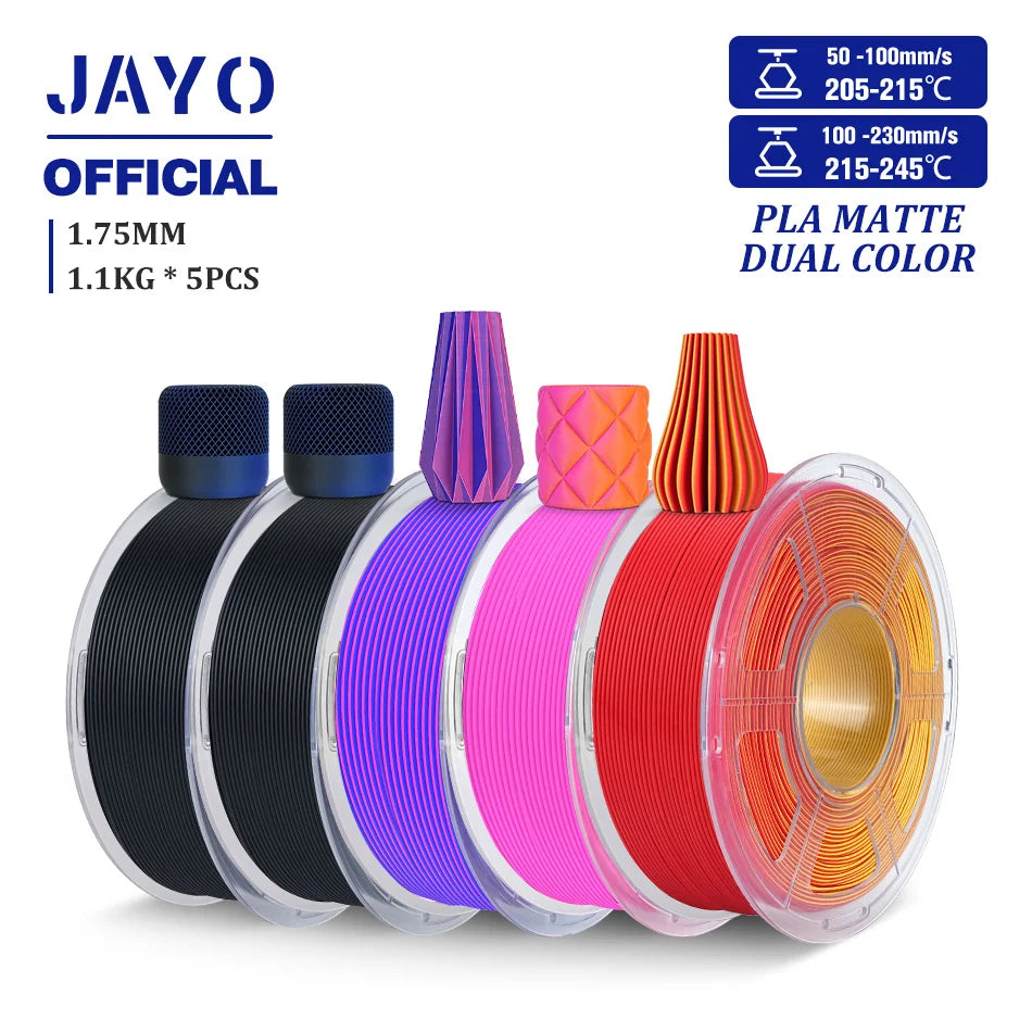 JAYO PLA Matte Dual Color 3D Filament 1.75mm PLA Matte 3D Printer Filament Rolls/Set PLA Filament Smooth Matte
