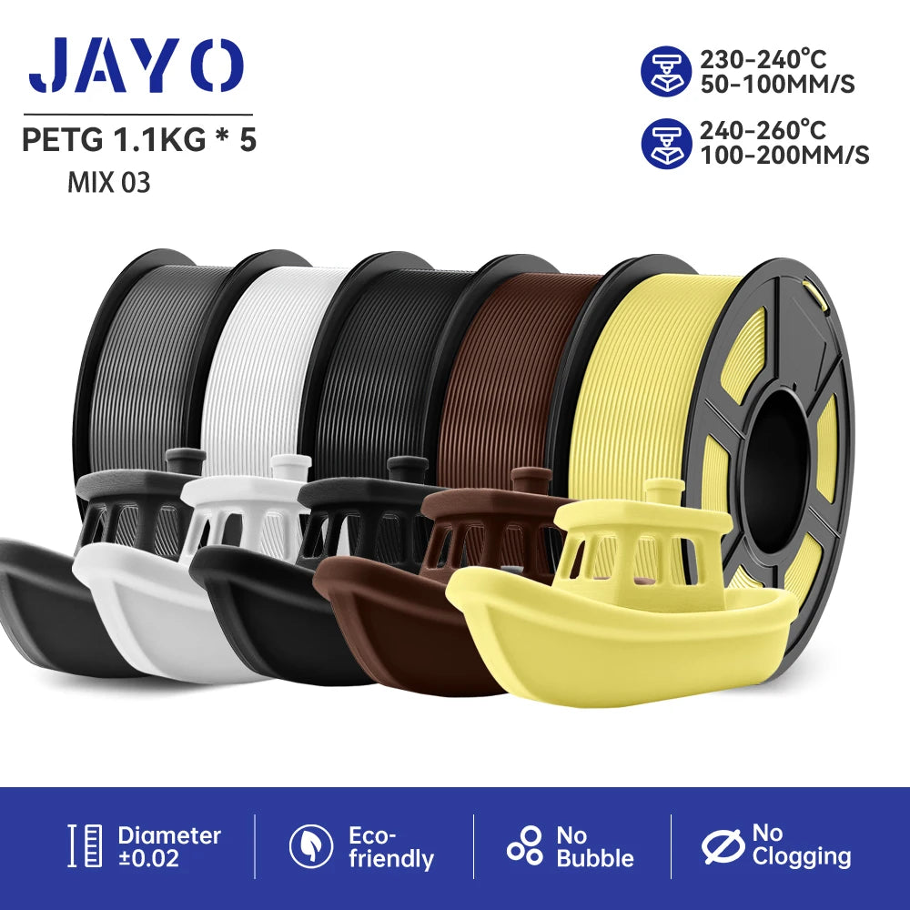 JAYO PETG 3D Printer Filament petg jayo filament  no bubbles no drawing smooth multiple colors 3d printer accessories 1.1kg/roll