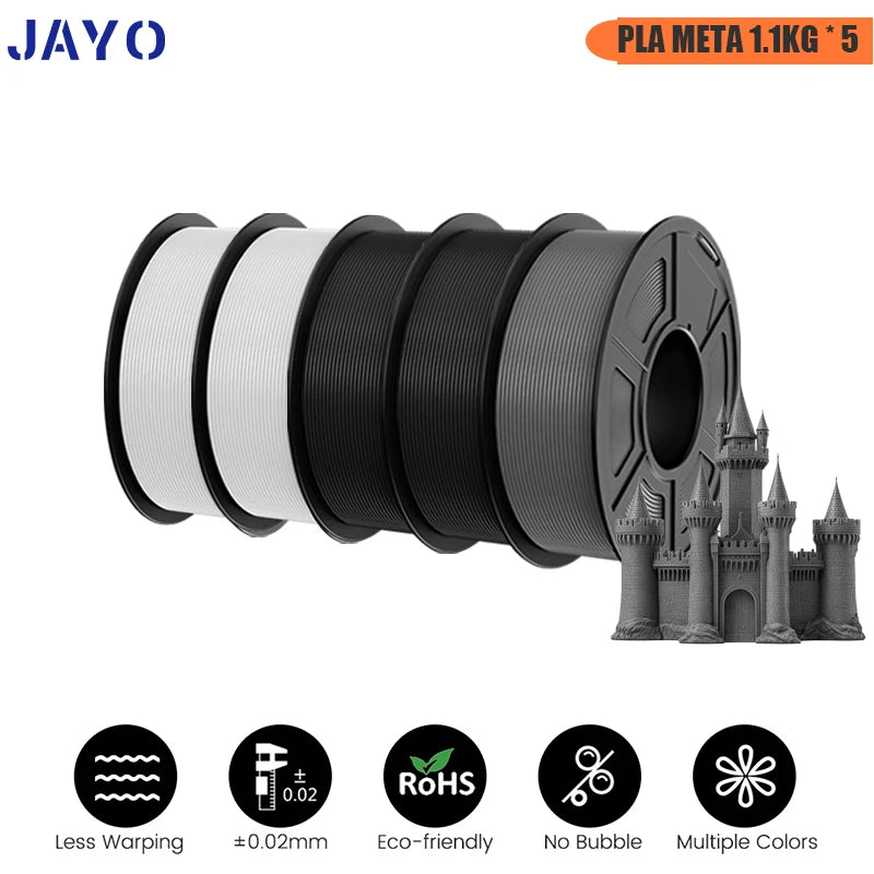 JAYO PLA/ABS/PETG/TPU/PLA PLUS/PLAMeta/ 3D Filament 1.75mm 5Rolls 2.5KG/5.5KG100% No Bubble FDM 3D Printer Materials DIY Gift