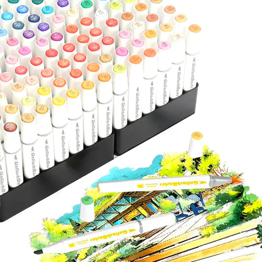 Ginflash Soft Brush Comic Art Markers Brush Pen Sketch Alcohol Based Markers Dual Head Manga Drawing Art Supplies