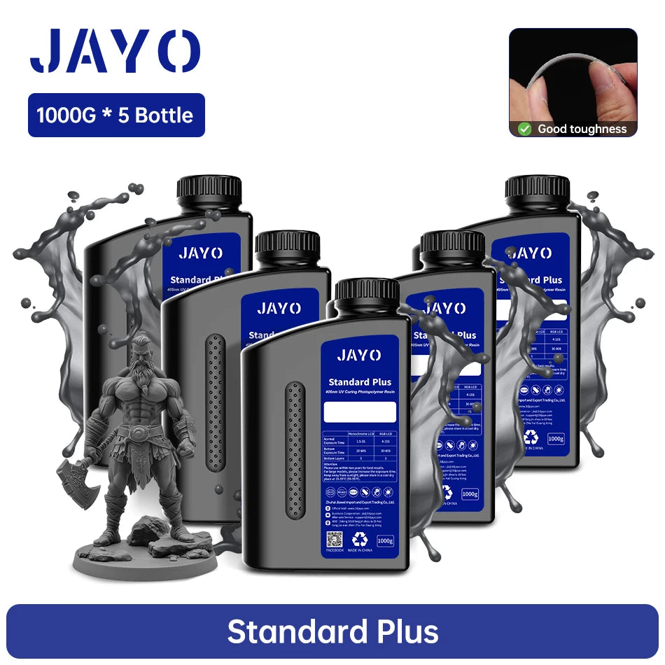 JAYO 3D Printer Resin Standard PLUS/14K Standard /Standard 395-405nm UV Curing Photopolymer Rapid Resin for LCD/DLP 3D Printer