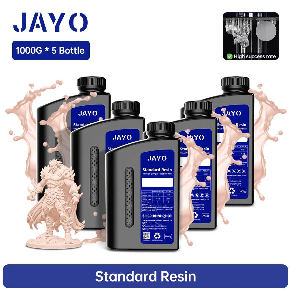JAYO 3D Printer Resin Standard PLUS/14K Standard /Standard 395-405nm UV Curing Photopolymer Rapid Resin for LCD/DLP 3D Printer