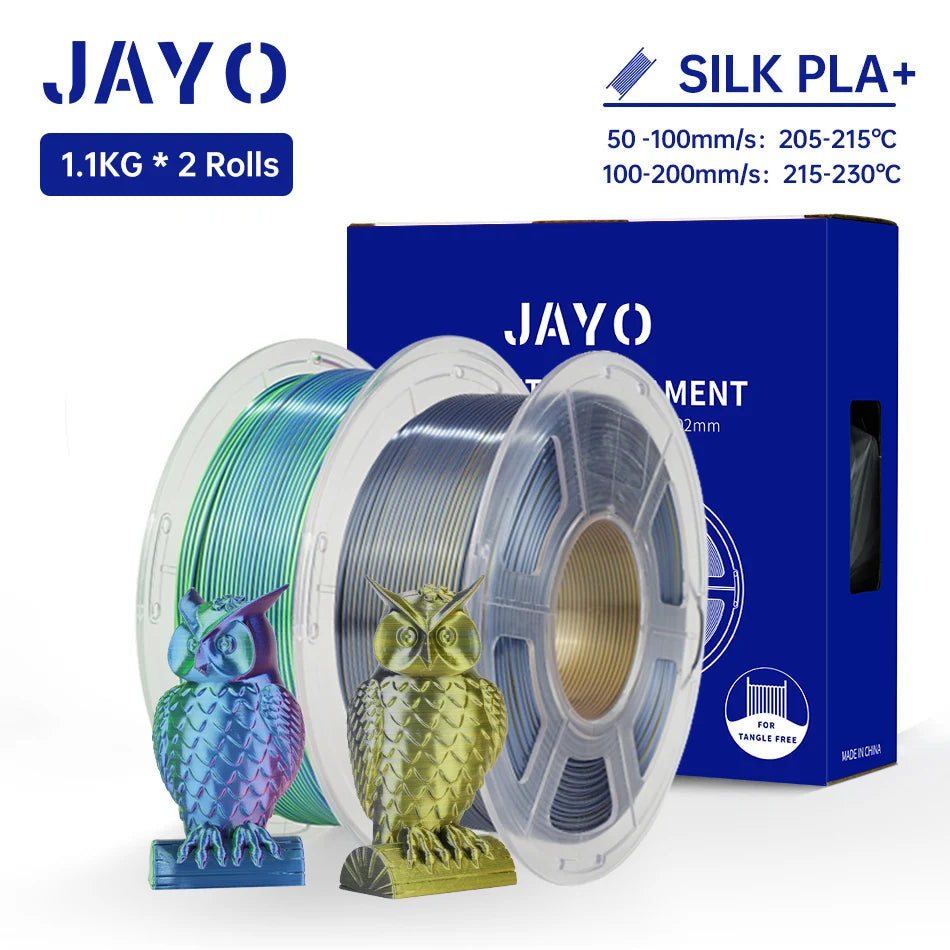 JAYO Silk PLA+ Rainbow 3D Filament 1.75mm SILK PLA plus Dual & Triple Color 3D Printer Filament Neatly Wound 1.1kg 2Rolls/set