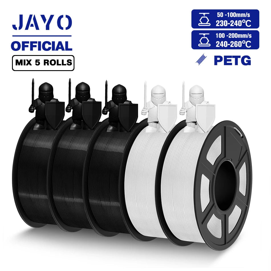 JAYO PETG Filamanet 1.75MM 5Rolls/set 3D Printer Filament PETG Neatly Wound 3D Printing Material For FDM 3D Printer