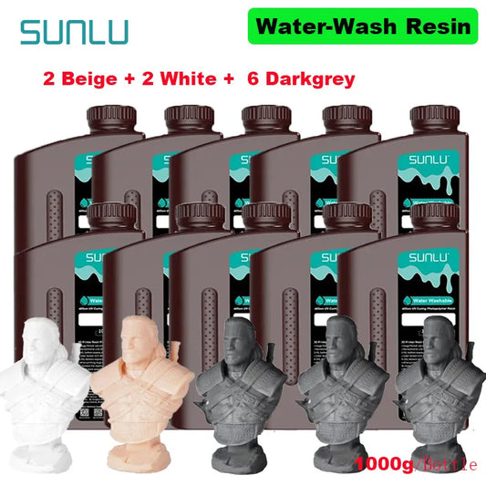 SUNLU 10KG Water Washable / Water Washable ABS Resin 1000G/Bottle 405nm Rapid UV-Curing Photopolymer Resin For LCD 3D Print