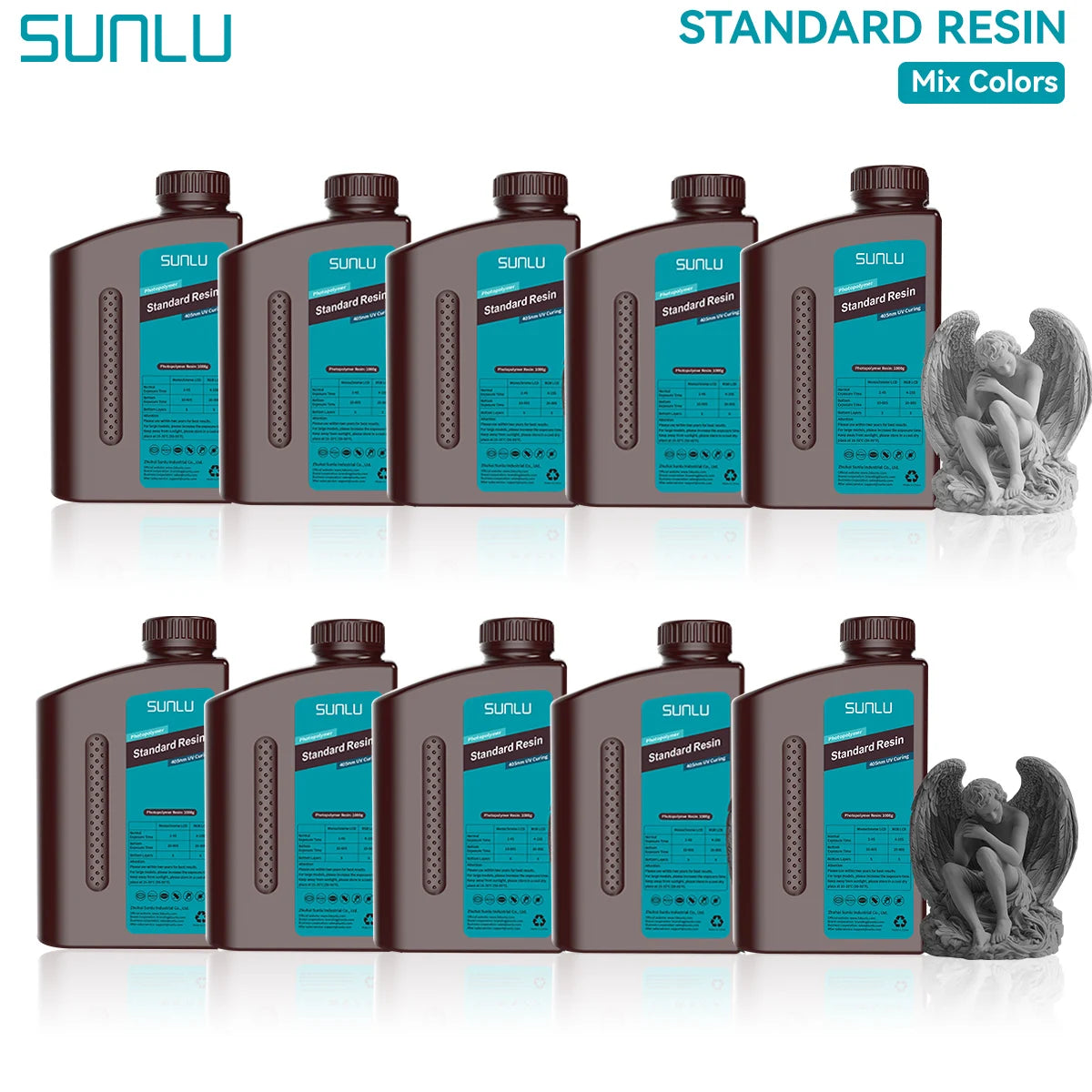 SUNLU Standard 3D Printer Resin 10KG 405nm Low Odor High Precision Photopolymer UV Resin For Most LCD 3D Printing Material