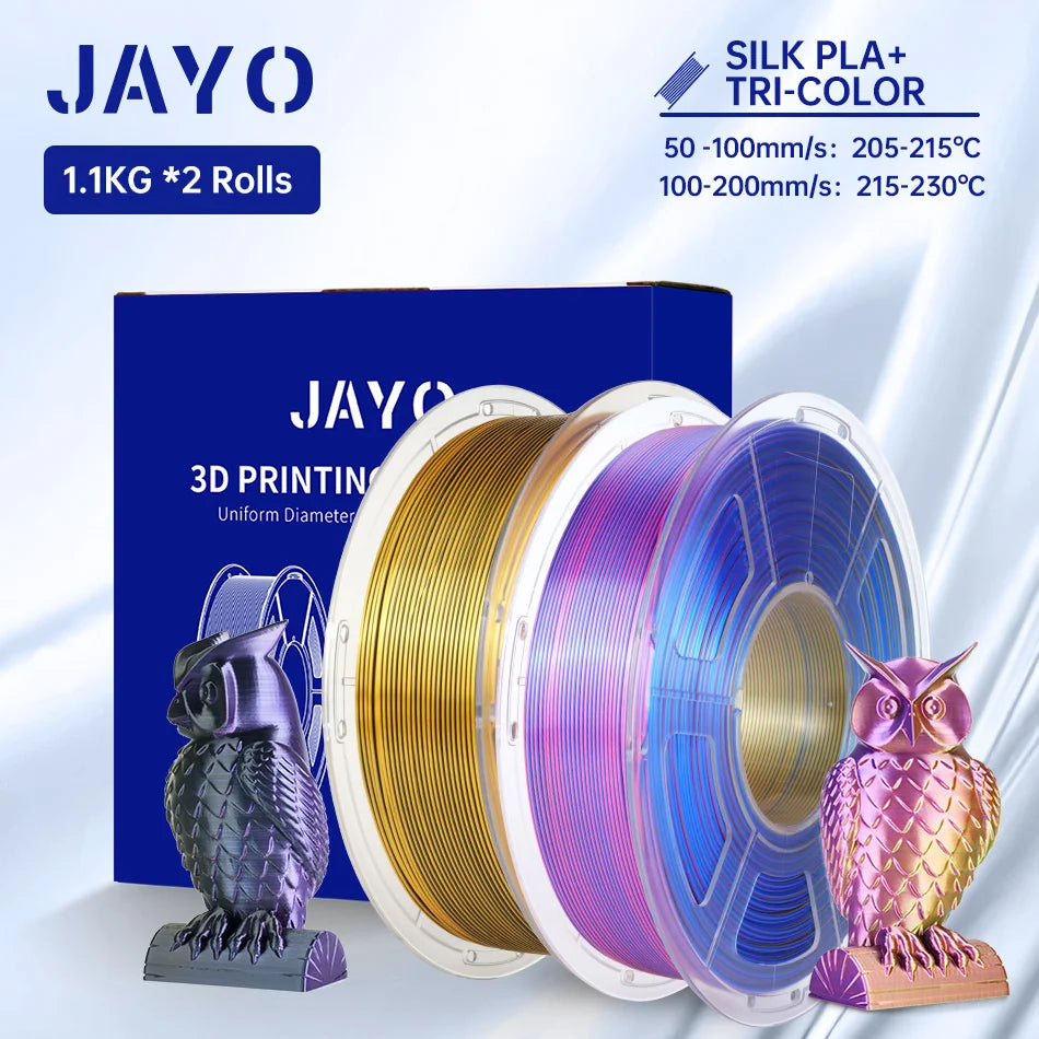 JAYO Silk PLA+ Rainbow 3D Filament 1.75mm SILK PLA plus Dual & Triple Color 3D Printer Filament Neatly Wound 1.1kg 2Rolls/set