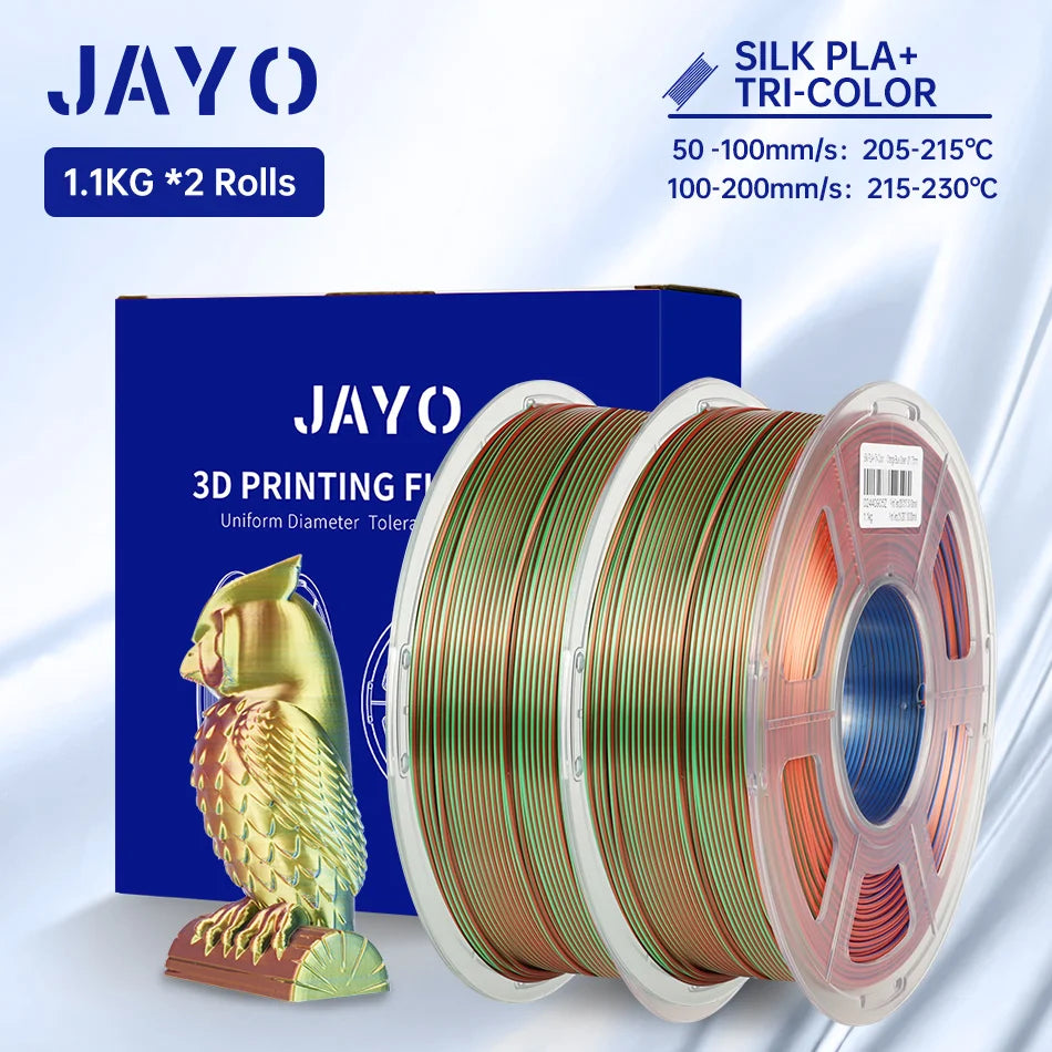 JAYO Silk PLA+ Rainbow 3D Filament 1.75mm SILK PLA plus Dual & Triple Color 3D Printer Filament Neatly Wound 1.1kg 2Rolls/set