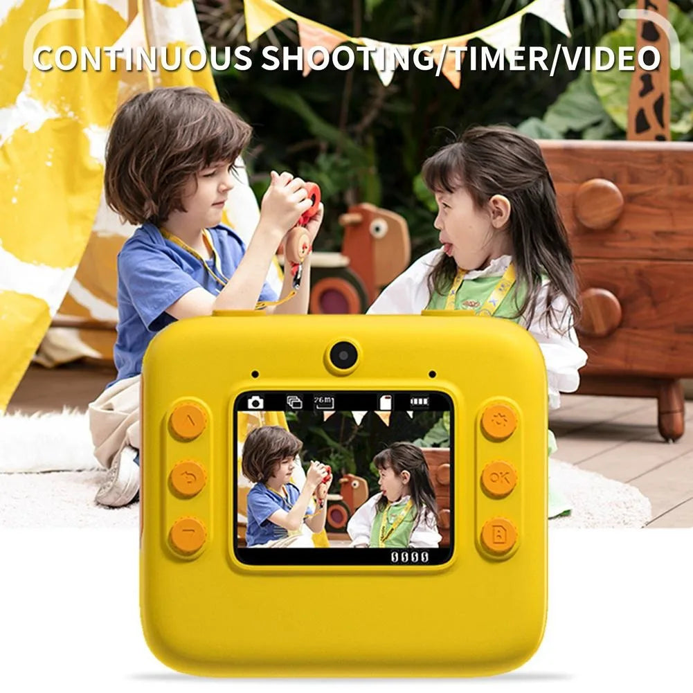 Child Cartoon Instant Camera Print Camera HD 1080P Video Photo Digital Camera with Thermal Print Paper for Kid