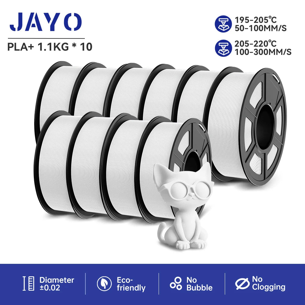 JAYO 3D Printer part PETG/PLA Meta/PLA/SILK/PLA PLUS/TPU Filament 1.75mm for 10Rolls FDM 100% No Bubbel craft part DIY Materials