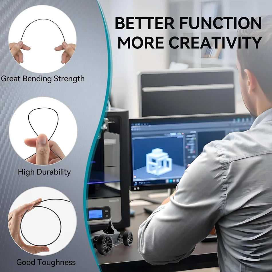 JAYO PLA-CF 3D Printer Filament 1.75mm PETG-CF/PLA Carbon Fiber Filament High Toughness Heat-Resistant 3D Printing Materials