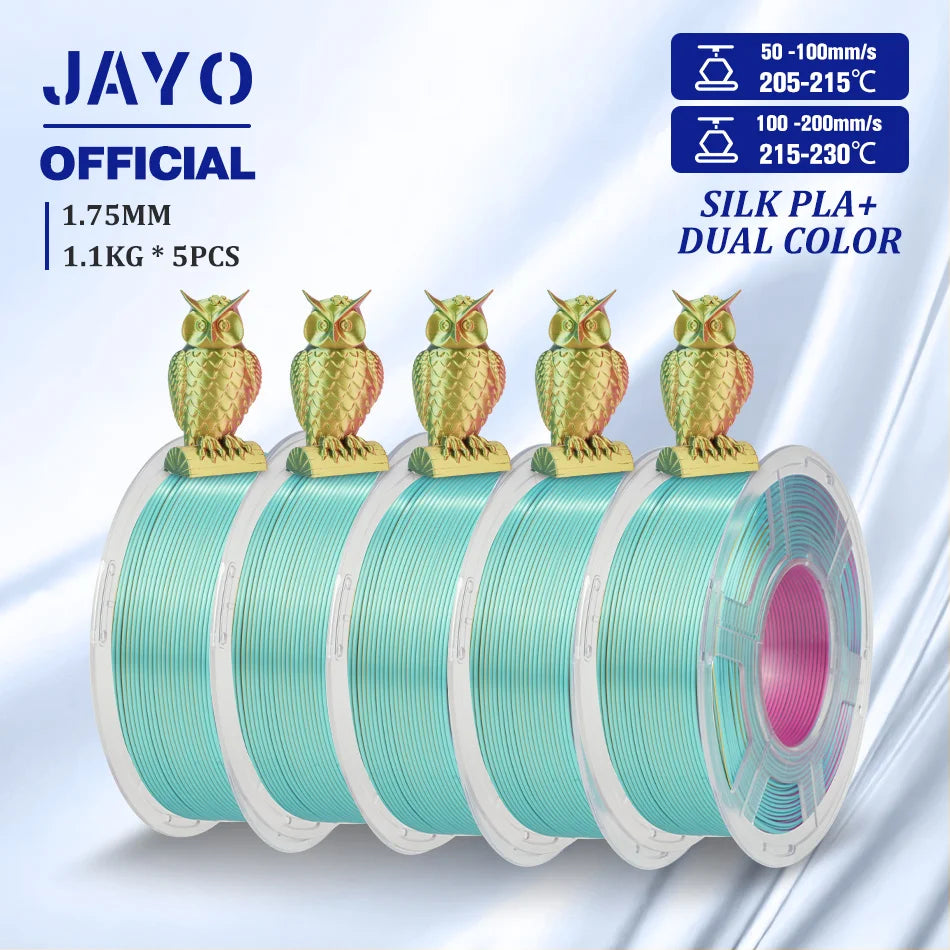 JAYO SILK PLA Filament 1.75mm Dual Colors 3D Printer Filament Coextrusion Silk Triple Color 3D Filament Shiny Multicolor Change