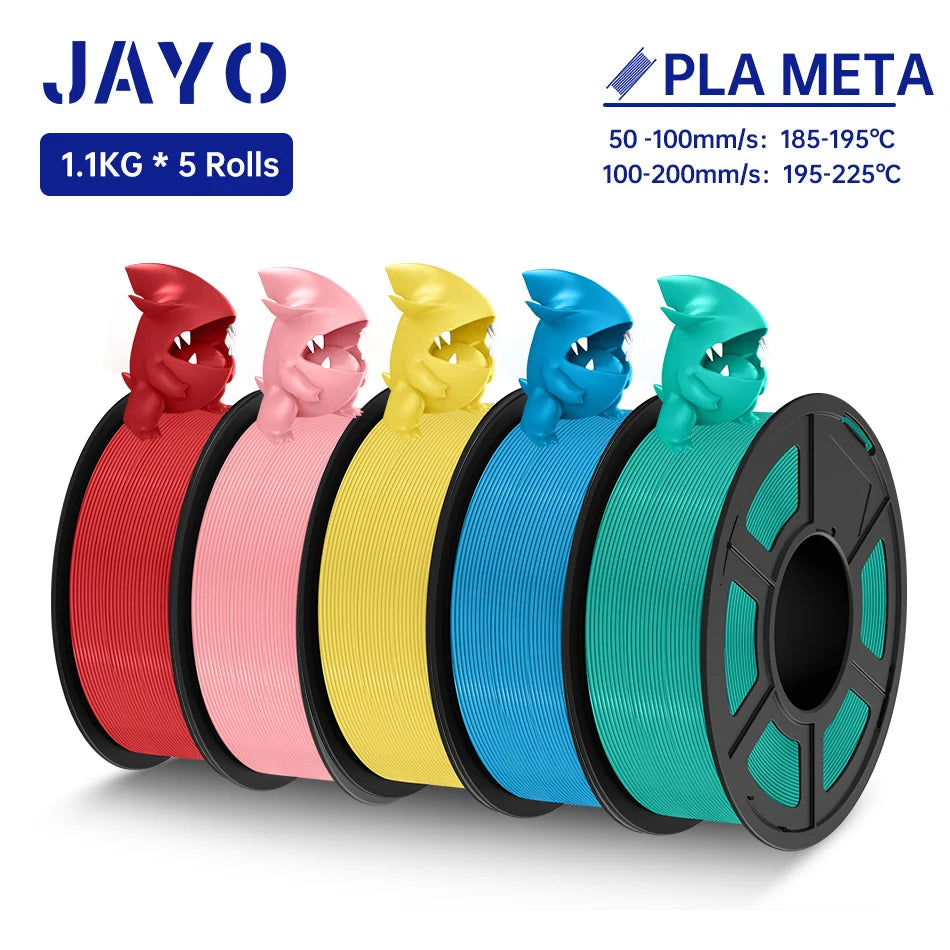 JAYO PLA Meta Filament 5 Rolls 1.75MM PLA 3D Printer Filament Neatly Wound Toughness 1.1KG 3D Printing Materials For FDM