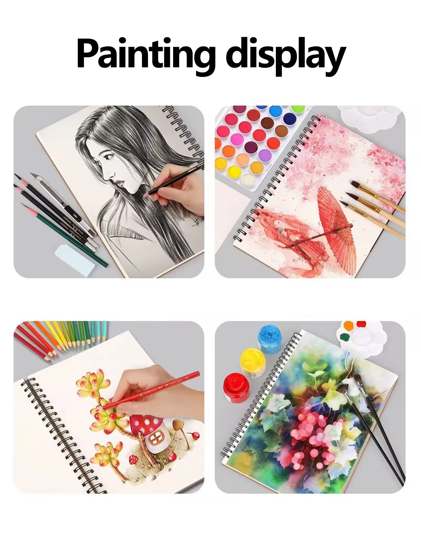 1 Pack 30-Sheets ,Sketch Book, Top Spiral Bound Sketch Pad, Acid Free Art Sketchbook Artistic Drawing Painting Writing Paper For