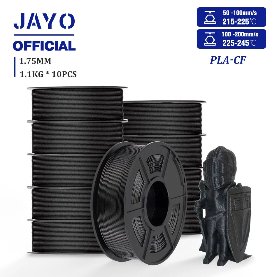 JAYO PLA-CF 3D Printer Filament 1.75mm PETG-CF/PLA Carbon Fiber Filament High Toughness Heat-Resistant 3D Printing Materials