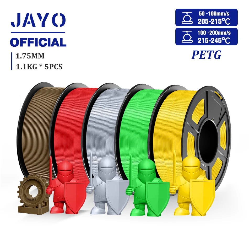 JAYO PETG Filamanet 1.75MM 5Rolls/set 3D Printer Filament PETG Neatly Wound 3D Printing Material For FDM 3D Printer