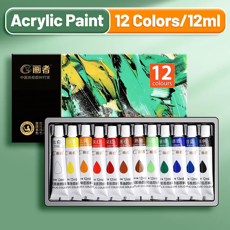 Vibrant Acrylic Paint Set 12/18/24/36 Colors,12ml/0.42oz Acrylic Painting Kit For Paper,Wood,Canvas,Rock,Ceramic,Clothes,DIY