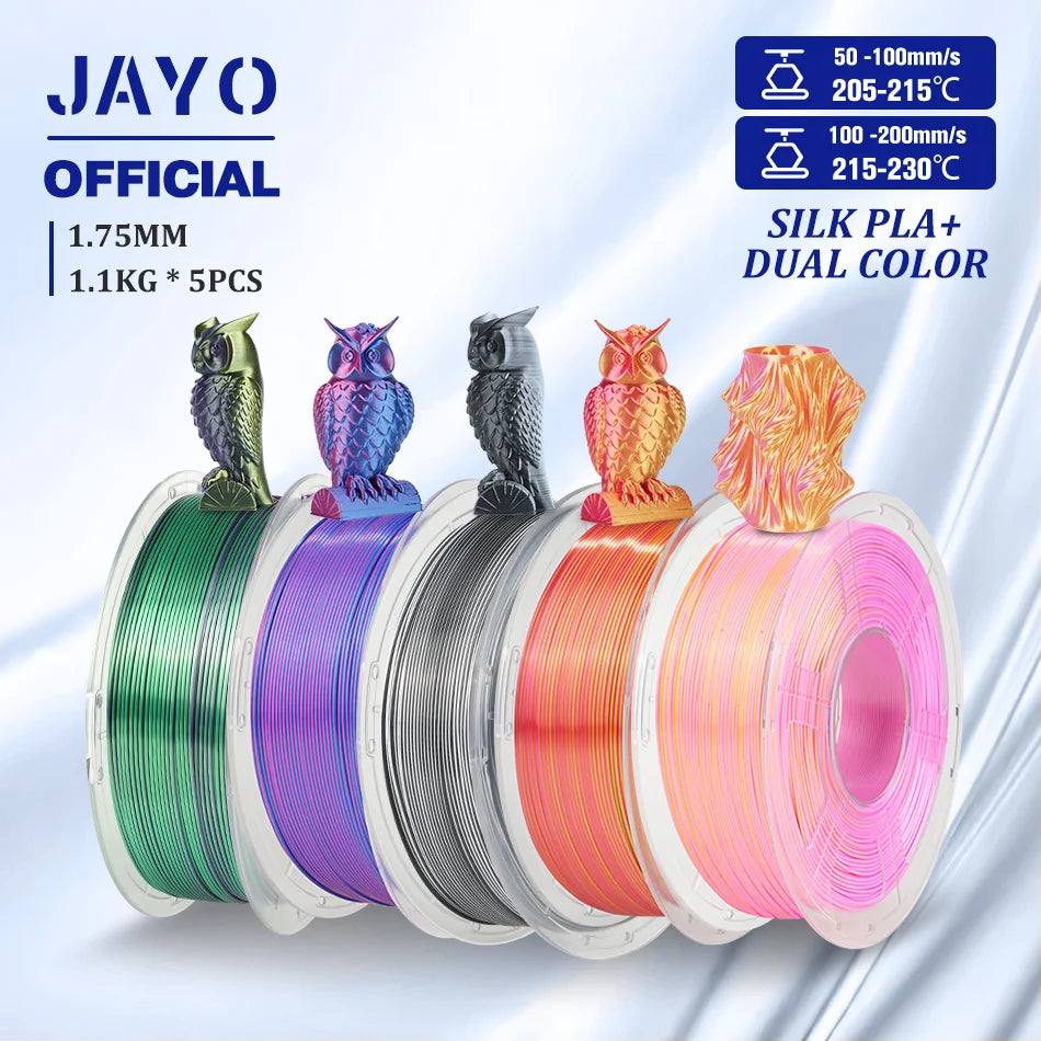 JAYO SILK PLA Filament 1.75mm Dual Colors 3D Printer Filament Coextrusion Silk Triple Color 3D Filament Shiny Multicolor Change