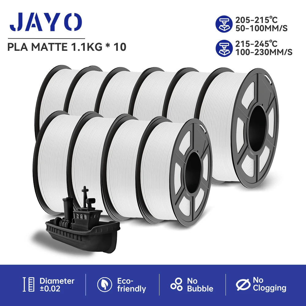 JAYO 3D Printer part PETG/PLA Meta/PLA/SILK/PLA PLUS/TPU Filament 1.75mm for 10Rolls FDM 100% No Bubbel craft part DIY Materials