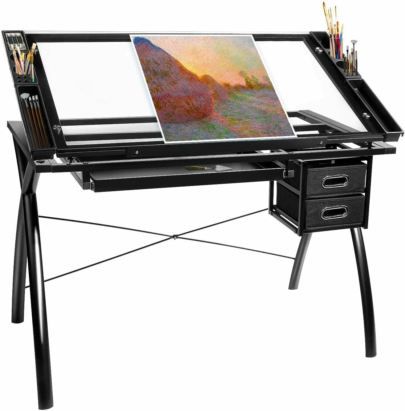 Adjustable Drafting Glass Tabletop, Perfect for Artwork and Design