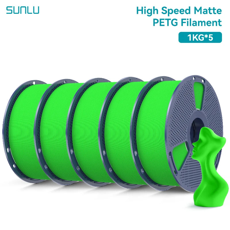 SUNLU 5KG Matte PETG High Speed 3D Printer Filament 1.75mm High Strength Fast Smooth Printing PETG Filament for FDM 3D Printer