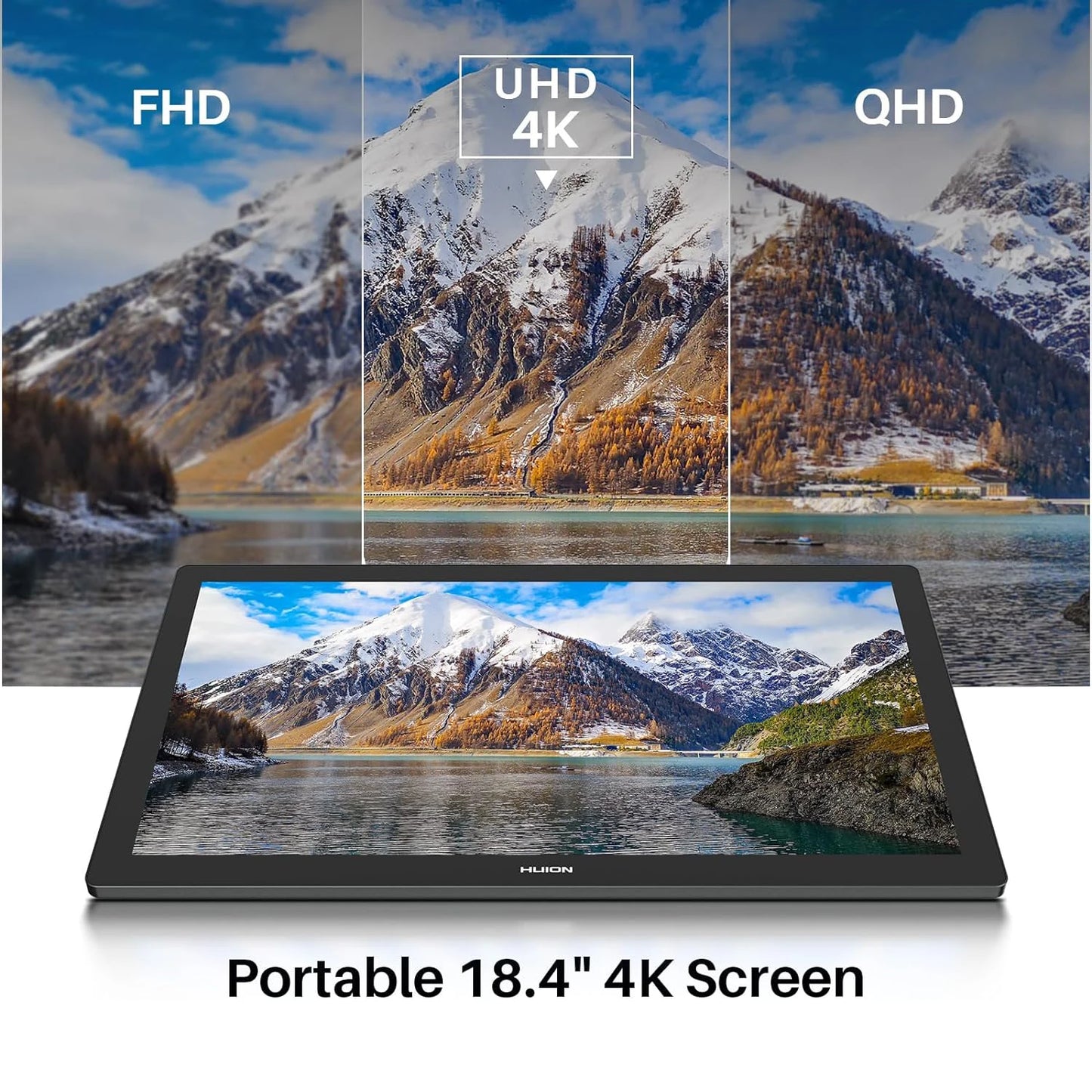 Huion Kamvas Pro 19 4K Graphics Tablets Monitor 18.4" Finger Touchscreen Drawing Display 16K Levels Pressure Pens Mini Keyboard