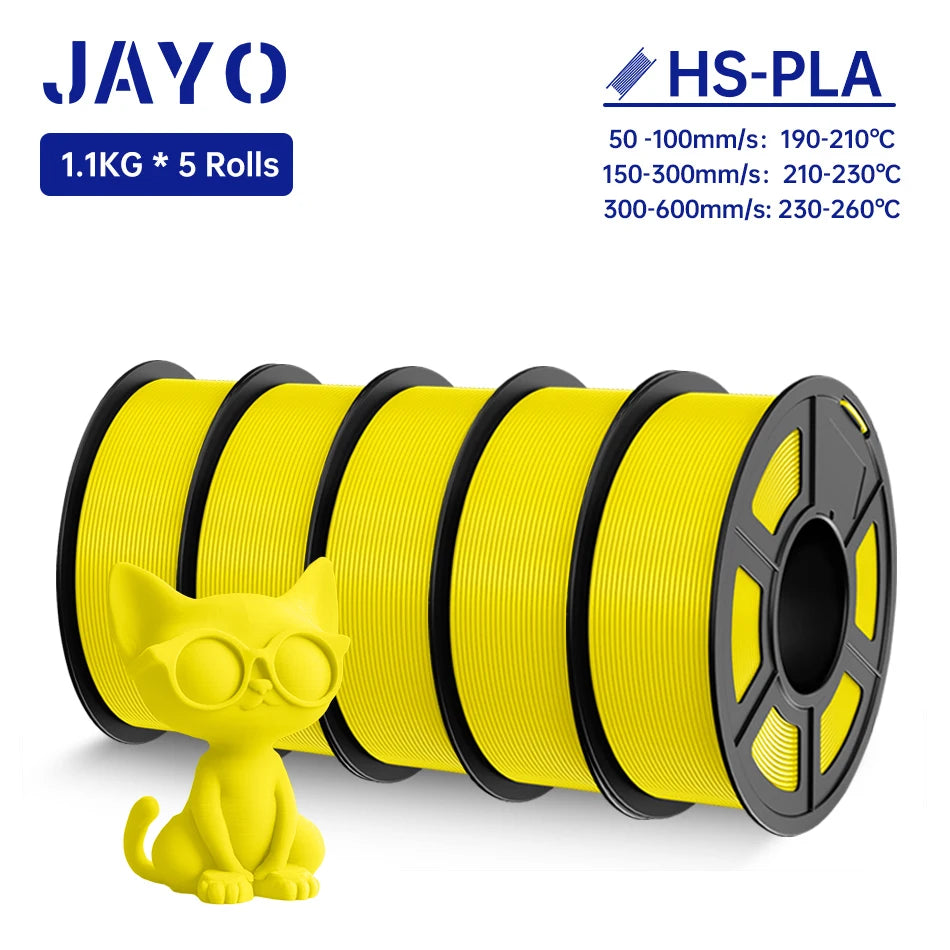JAYO 5Rolls PLA Filament High Speed PLA 1.75mm 1.1KG 3D Printer Filament Neatly Wound 3D Printing Material For FDM 5.5KG/SET