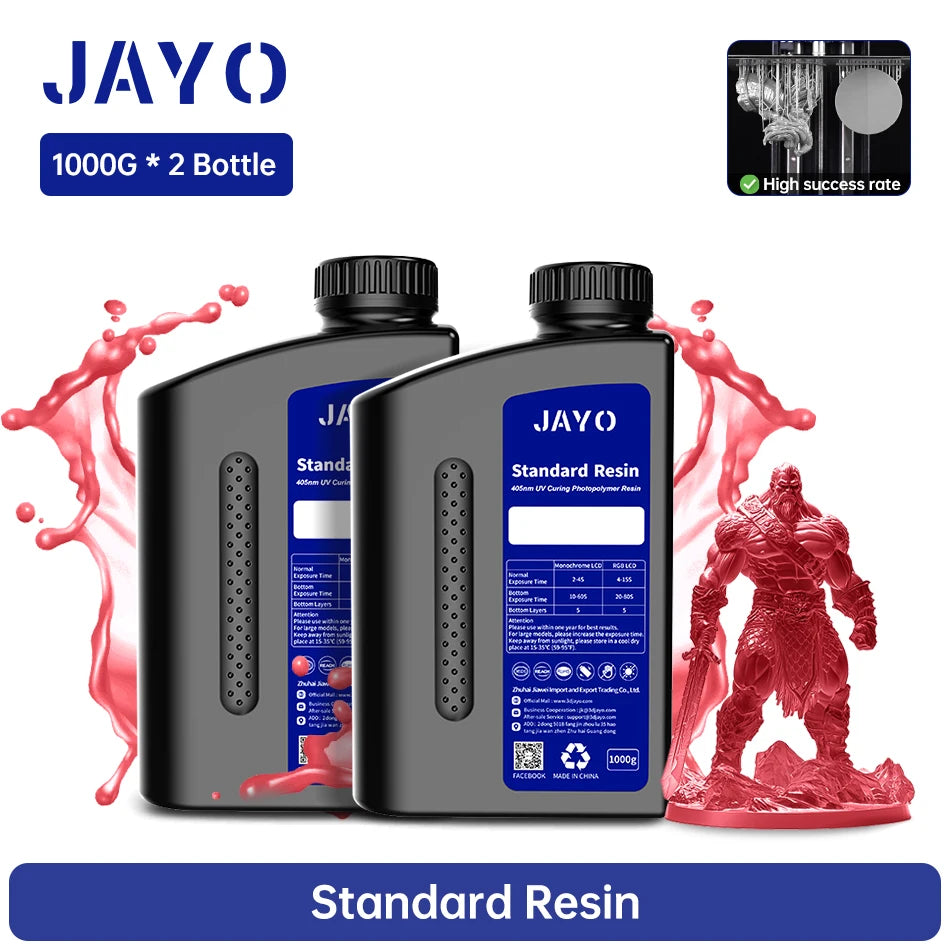 JAYO Standard/Toughness/Plant-based/Like-ABS Resin 2KG 3D Photopolymer UV Curing Resin High Precision 3D Printing Material