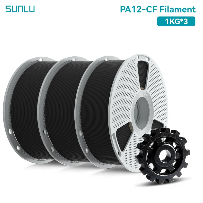 SUNLU 3KG Easy-PA/PA6-CF/ PA12-CF Filament 1.75mm 1KG Spool Carbon Fiber-Textured Nylon Filament for Industrial Parts&3D Printer