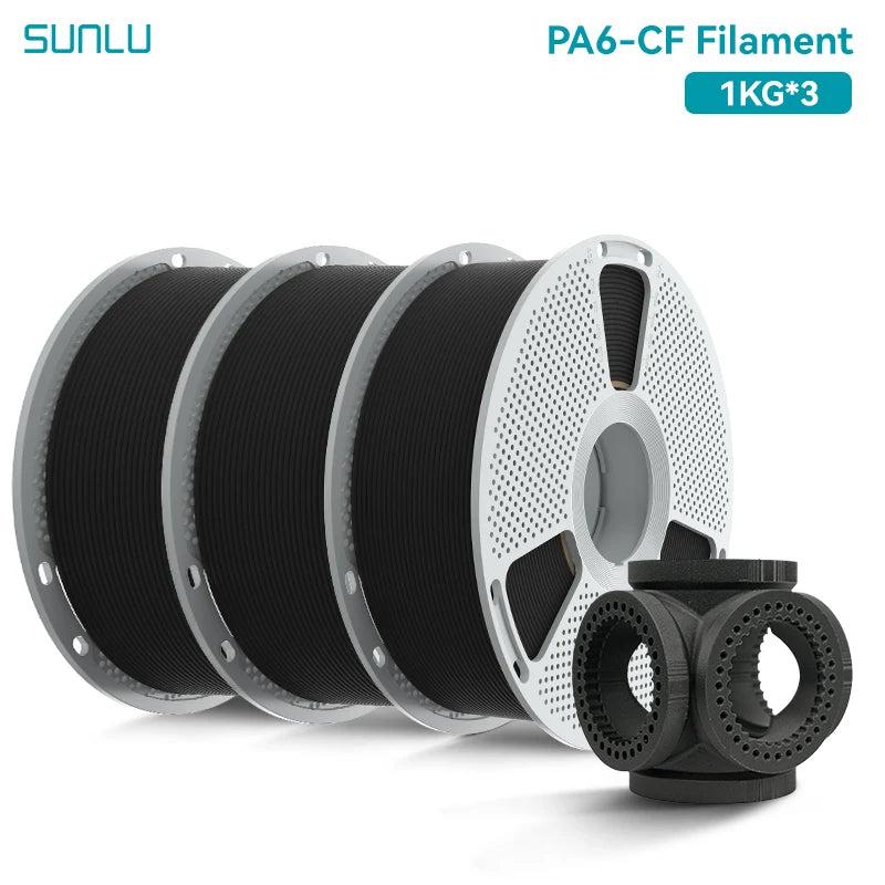 SUNLU 3KG Easy-PA/PA6-CF/ PA12-CF Filament 1.75mm 1KG Spool Carbon Fiber-Textured Nylon Filament for Industrial Parts&3D Printer