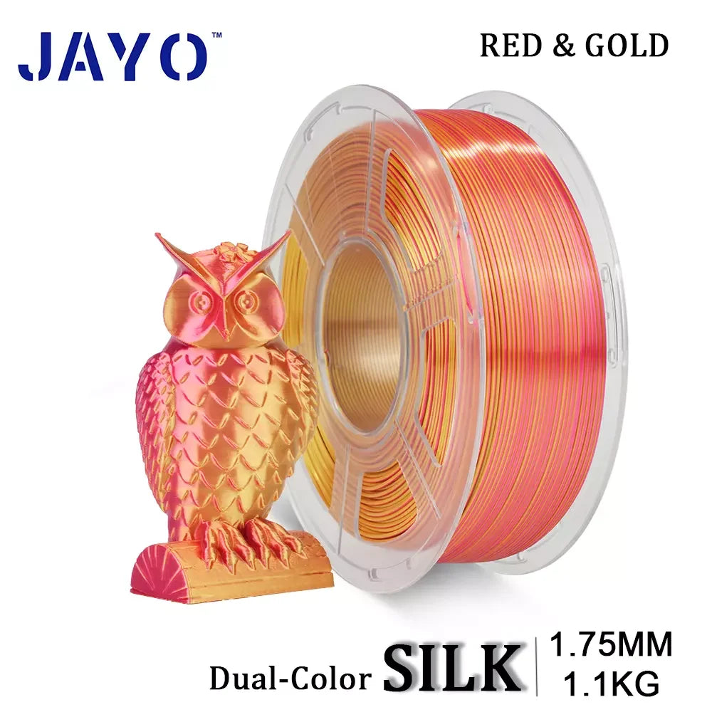 JAYO 3D Silk Pla Plus/ Dual/Triple Colors SILK 3D Printer Filament 1.75mm SILK Rabinbow 1.1kg/roll 3D Printing Materials