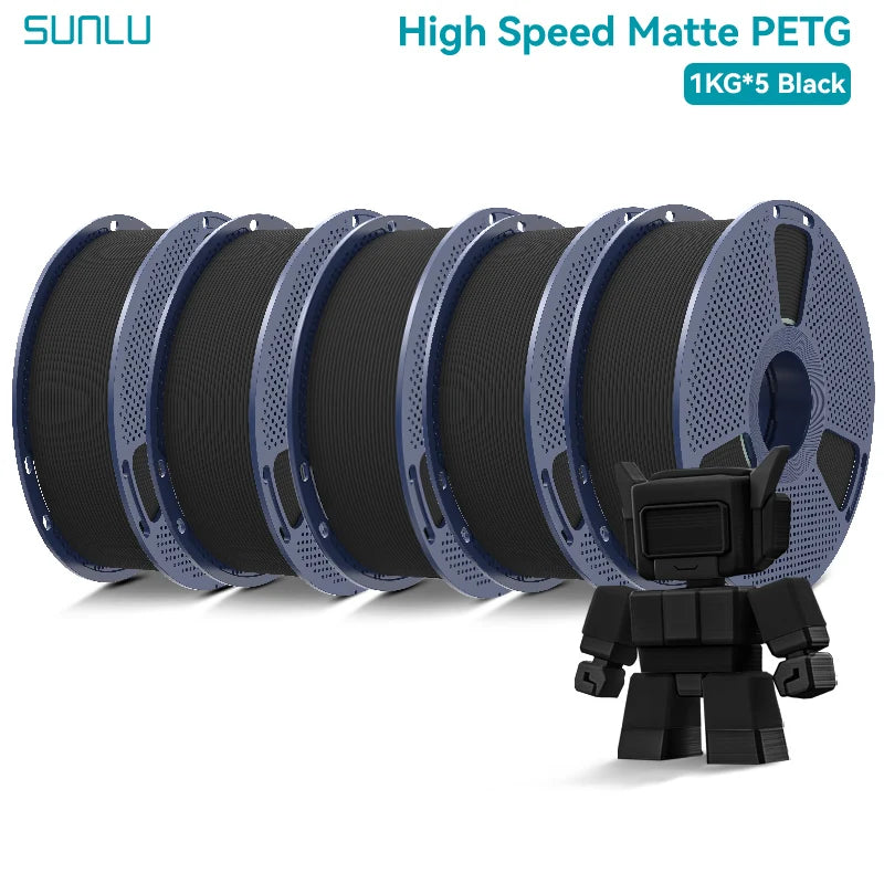 SUNLU 5KG Matte PETG High Speed 3D Printer Filament 1.75mm High Strength Fast Smooth Printing PETG Filament for FDM 3D Printer