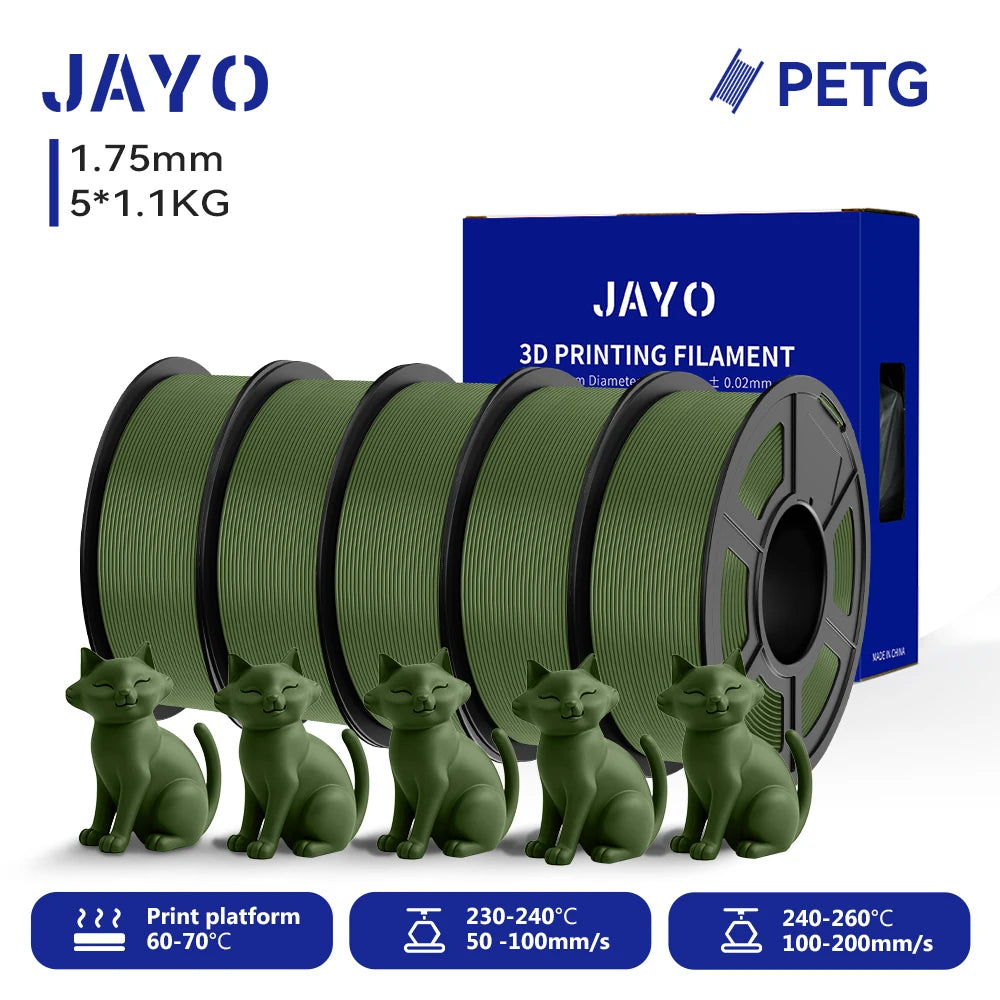 JAYO 5.5KG 3D PETG / High Speed Matte PETG / PLA Classic Printer Filament 1.75mm 3D Printer Filament Neatly Wound PETG for 3D