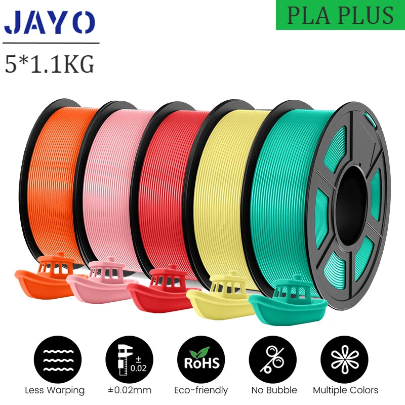 JAYO pla plus Filament 5KG 3D printer filament PLA+ 1.75MM 5Rolls multiple colors optional Neatly Wound for 3D Printer