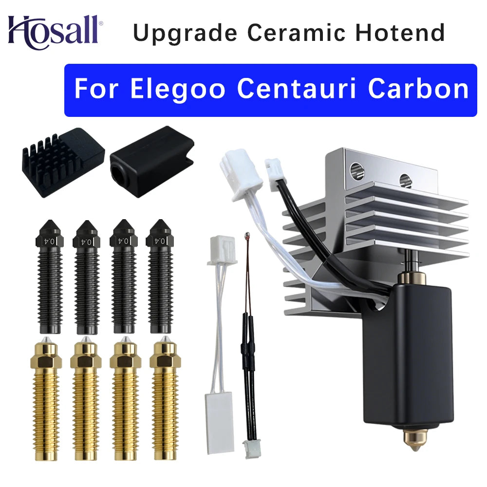 Upgrade Ceramic Hotend 0.2/0.4/0.6/0.8mm Assembled Extruder Hotend Kit for Elegoo Centauri Carbon Hot end / Centauri Nozzle