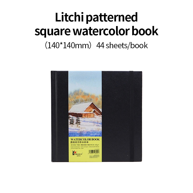 MIKAILAN  Square Watercolor Book Medium Coarse Grain 230g Wood Cotton Water Color Paper For Student Artist Draw Art Supplies