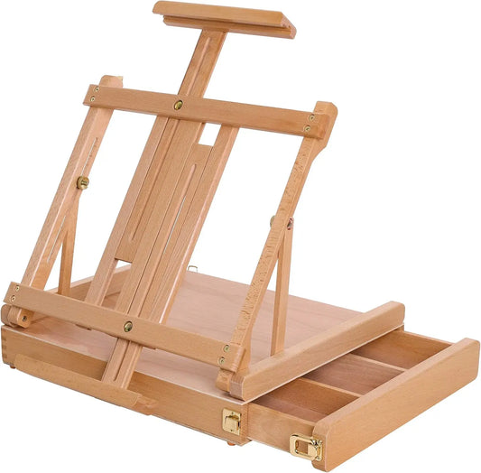 Large Adjustable Wooden Desktop Easel with Storage - Portable Sketchbox for Painting, Drawing & Art Supplies